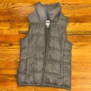 Old Navy Herringbone Wool Blend Puffer Vest- Grey Size L